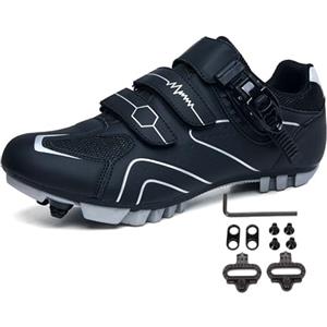 Treer Scarpe Ciclismo Unisex MTB per Uomo e Donna, Traspiranti da Equitazione con Blocco Pedale, SPD Road Bici 36-80 EU Nero Marina