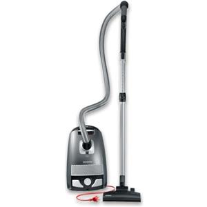 SEVERIN Aspirapolvere con Sacco, 750W, 3 Litri, Silenzioso, Filtro HEPA 13, Raggio d'Azione 9m, Bocchetta XL Parquet, 26,7 x 41,4 x 24,0 cm, Grigio/Rosso - BC 7045