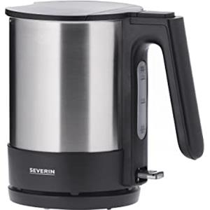 SEVERIN WK 3409 Bollitore Elettrico 2200 W in acciaio inossidabile, Bollitore per acqua e tisane con capacità di 1,7 litri, Teiera elettrica con filtro estraibile, Nero e acciaio