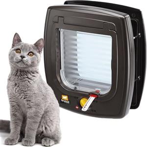 Ferplast Gattaiola Magnetica, Porta per Gatti, Magnete e Collare Inclusi, Entrata e uscita controllabile 4 vie, Protezione da Correnti d'Aria, Porticina per Gatti, Marrone