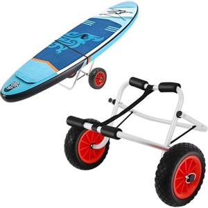 DHQCQL Carrello pieghevole in lega di alluminio per kayak con cinghie, supporto per barche canoa o kayak, carrello per il trasporto di barche, fino a 80 kg