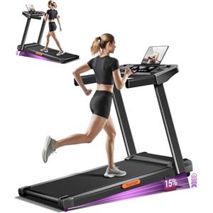 LONTEK Tapis Roulant Salvaspazio con Inclinazione 15%, Tapis Roulant Elettrico 12KM/H, Tapirulan Pieghevole da Casa con Motore da 3.0 HP e Display LED, Carico Massimo 136KG, Motore Silenzioso