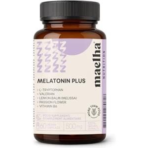 Maelha Nutrition Melatonina Plus con L-Triptofano, valeriana, passiflora, melissa, vitamina B6