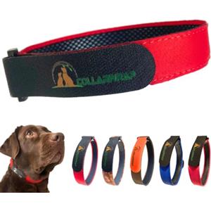 COLLARWRAP Copertura antiparassitaria per collare, adatta a tutte le taglie di cani piccoli e grandi (rosso, L: 40-45 cm)