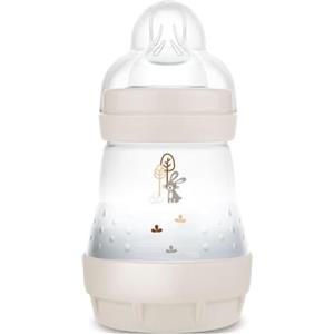 MAM Biberon Easy Start 160 ml, Biberon anticolica per allattamento misto che riduce le bolle d'aria e il rischio di coliche, Accessori neonati autosterilizzanti e con tettarella misura 1, Beige