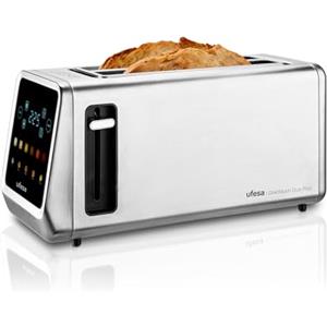 Ufesa One Touch Duo Plus, Tostapane Digitale 1400W, 2 Fessure, Schermo LED, 6 Livelli, Funzioni Pane, Bagel, Muffin, Waffle, Riscaldamento, Scongelamento, Memoria, Vassoio Raccoglibriciole