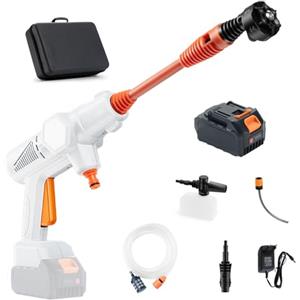 Gtremulent Idropulitrice Portatile Senza Fili 80Bar: Pistola Alta Pressione Professionale a Batteria con Autoadescante - Kit Completo Schiumogeno per Auto/Terrazzo/Balcone/Facciate-Upgrade