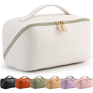 TOPALL Beauty Case da Viaggio Donna,Grande Borsa Cosmetica da Viaggio,Trousse Trucchi Donna in Aggiornata PU Pelle,Borsa Porta Trucchi da Toilette Makeup Bag Organizer