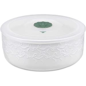 La Porcellana Bianca - Contenitore Ermetico Porta Pranzo Fiocchi in Porcellana 15cm Bianco