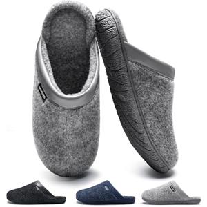 WateLves Ciabatte Uomo Pantofole Feltro Invernali Memory Foam Antiscivolo Caldo Scarpe Da Casa (Grigio, 45 EU)