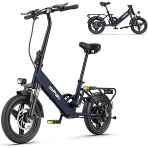 HillMiles Mile1 14" Bicicletta Elettrica Per Adulti E Adolescenti, E-Bike Con Batteria 36V 10,4Ah, Velocità 25 Km/H E Autonomia 40-60 Km, Bici Elettrica Portatile Leggera, Adatto Ai Pendolari