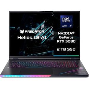 acer Predator Helios 18 AI PH18-73-901R Notebook Gaming, NVIDIA GeForce RTX 5080 16 GB GDDR7, Intel Core Ultra 9 275HX, RAM 32 GB, 2 TB SSD, Display 18" WQXGA IPS 250 Hz Mini LED, Windows 11 Home