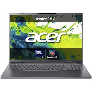 acer Aspire 16 AI Laptop | Display 16" WUXGA+ OLED | Intel Core Ultra 5-226V | 16 GB RAM | 512 GB SSD | Copilot+ PC | Windows 11 | QWERTY | PC Portatile IA