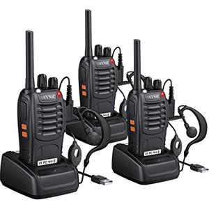 ESYNiC 3PZ Walkie Talkie Ricaricabile VOX Radio Walkie-Talkie Professionali 16 Canali CTCSS/DCS Lunga Distanza Walky Talky Portatile con Base per USB Caricabatterie e Auricolari