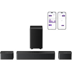 ULTIMEA 5.1 Canali Soundbar, Dolby Atmos, Subwoofer Wireless, 410W Home Theater Soundbar TV, Regolabili Surround e Bassi, Sound Bar Televisore con HDMI-eARC, Poseidon D60