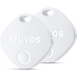 ATUVOS Air Tag Smart Tracker 2 pezzi Bianco, Bluetooth Localizzatore Compatibile con Apple Dov'è (solo iOS, Android non supportato) Trova oggetti per Bagagli, Valigie, ZainiBorse,Batteria Sostituibile