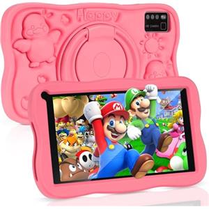 SUMTAB Tablet Bambini 7 Pollici con Controllo Parentale, Android 13 Tablette, 8 GB RAM 64GB ROM (256 GB Estensione) Bluetooth, WiFi,Tablet per Bambini con Custodia(Rosa)