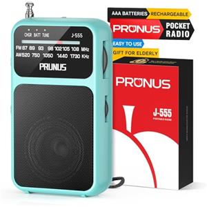 PRUNUS J-555 Radio Portatile FM/AM, Mini Radiolina Portatile Ricaricabile Supporta Batterie Sostituibili (AAA), con Jack/Clip Posteriore, per Camminare, Correre, Pescare (Blu)