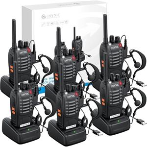 ESYNiC 3 Paia Walkie Talkie Ricaricabile VOX Radio PMR446MHz 0.5W Frequenza Civile 6PZ Ricetrasmittente Portatile 16 Canali Singola Banda Woki Toki con USB Caricabatterie per Negozi Sopravvivenza