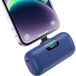 Feob Power Bank 5000mAh per iPhone, [Upgraded] Ultra Compatta Caricabatterie Portatile, PD 15W 3.0A Ricarica Rapida Batteria Esterna Mini Powerbank con LED Display per iPhone 14/14 Pro/13/12/11/XR/8/7-Blu