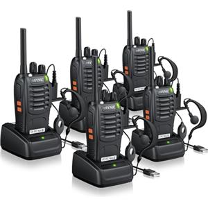 ESYNiC 5PZ Walkie Talkie Ricaricabile VOX Radio PMR446MHz 0.5W Frequenza Civile 5X Ricetrasmittente Portatile 16 Canali Singola Banda Woki Toki con USB Caricabatterie per Negozi Sopravvivenza