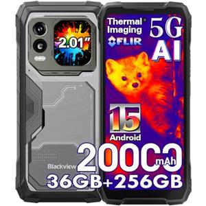 Blackview Xplore 1 Pro 5G Rugged Smartphone Termocamera, 36GB+256GB/2TB Android 15 Telefono Robusto 20000mAh, 64MP+50MP AI Camera, 6.78" FHD+ Doppio Display, IP68/IP69K/4G/NFC/OTG/GPS/FM, Nero