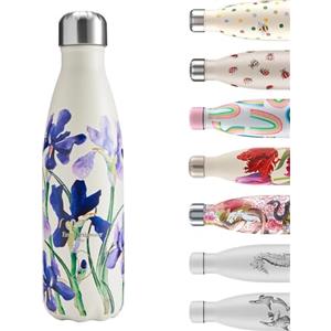 Chilly's Original Borraccia - Borraccia in Acciaio Inossidabile con Isolamento Sottovuoto, Riutilizzabile, per Bevande Calde e Fredde - A Prova di Perdite, Senza Condensa - Blue Iris, 500ml