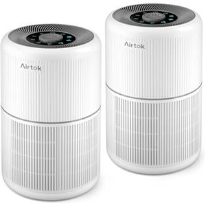AIRTOK 2PC Purificatore Aria, Purificatore d'Aria con Spugna Aromatica,H13 HEPA Air Purifier rimuove polvere,odori di animali domestici, filtro d'aria a 4 stadi|3 velocità della ventola