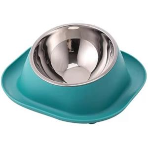 GRPET Ciotola rialzata in acciaio inox, inclinata, ciotola per cibo e mangiatoie, antiscivolo, senza fuoriuscite, per gatti e cani di piccola taglia, verde menta