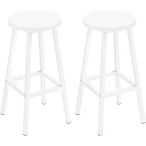 Klihome Sgabello da Bar Set di 2, Sgabello da Cucina con Poggiapiedi, Sgabello Alto in Stile Moderno/Industriale per Bar, Caffè, Isola della Cucina, Bianco, K0006BH-2