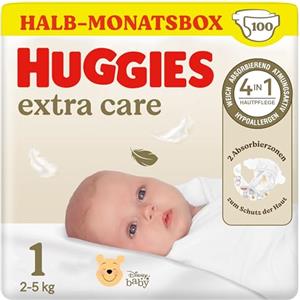 Huggies Pannolini per neonati Newborn taglia 1, 100 pannolini (2 x 50), scatola per mezzo mese
