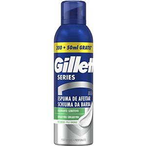Gillette Series la Schiuma da Barba Lenitiva con Aloe Vera, per Pelli Sensibili, Protezione Completa Contro le Irritazioni, Aiuta a Proteggere Contro Ferite, Bruciore, Irritazioni e Tensioni, 250 ml