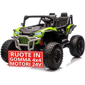 Mondial Toys Macchina Elettrica 4x4 Motori 24V Maxi Buggy Honda Talon Fuoristrada 2 Posti per Bambini Ruote in Gomma Cinture a 3 Punti Telecomando Bluetooth fino a 60kg Verde