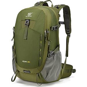 SKYSPER Zaino da Hiking Professionale 30L, Zaino da Trekking Impermeabile con Copri Pioggia e Ventilazione Posteriore per Escursioni, Viaggi e Campeggio, ALP01-Verde