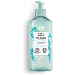 Yves Rocher Pure Algue, gel detergente ultra rinfrescante, rimuove delicatamente il trucco e nutre la pelle, con microalghe, 390 ml