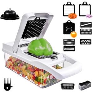 Yoodriy Mandolina per Verdure 15 in 1, Taglia Verdure Multifunzione, con 7 Lame Intercambiabili in Acciaio Inox, Tritaverdure Manuale per Cipolla, Carota, Patata e Cetriolo