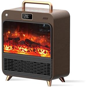 Timiyou Stufetta Elettrica Basso Consumo 1500W - Termoventilatore da Bagno con 4 Modalità (ECO), Effetto Stufa a Legna, Telecomando, Timer, Protezione Sicurezza - Riscaldatore PTC Ceramico per Interni