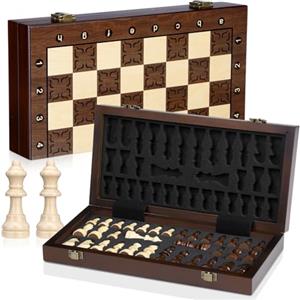 Peradix Scacchi Portatili Magnetici - Scacchiera da Viaggio Mini Pieghevoli con Dame Extra 30CM - Scacchi in Legno Magnetici per Bambini, Viaggi e Campeggio