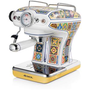 Ariete 1389 Macchina da caffè Positano, 850W, Capacità serbatoio 0,9L, Filtro ½ tazze, Vassoio raccogli goccia, Cappuccinatore