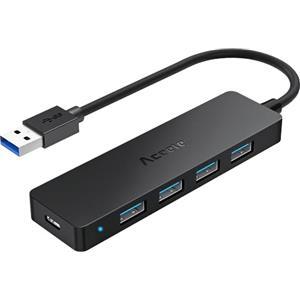 Aceele Hub USB 3.0 a 5 Porta con Tipo C 5V 3A, Sdoppiatore Multi USB 3.0 Adattatore alta Velocità 5Gbps, Estensione Porta USB Multipla Per PC/Laptop/Chiave USB/Disco Rigido/Tastiera