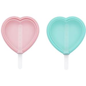 SHUBEIEUMI 2 Pezzi Stampi per Ghiaccioli in Silicone, Mini Stampi per Gelato, Formine Riutilizzabili, con Bastoncino e Coperchio, per Ghiaccioli DIY, Budino, Cioccolato, Forma di Cuore