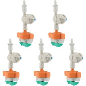 Duokon 5pcs -Drip System Ugelli A Spruzzo 360 ° Rotary Regolabile Risparmia Acqua Sprinkler Antiruggine Hanging Sprayer Giardino Irrigazione Drip Raccordo Aiuole Orto Prato