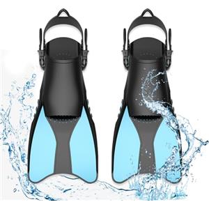 Aoreun Pinne da Snorkeling, Pinne Regolabili, Pinne Corte Nuoto Taglia 38-42, Pinne da Nuoto Piscina Pinne da Immersione per Immersioni e Snorkeling, per Adulti, Uomini e Donne - Azzurro