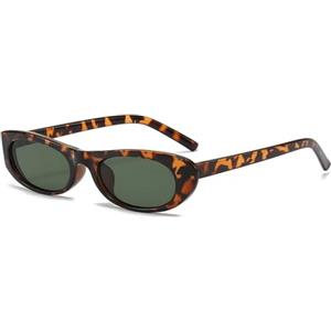 LJCZKA Occhiali da Sole Retrò Piccoli Ovali per Donna Uomo,Occhiali da Sole Ovale Stretto Occhio di Gatto Vintage trendy Stile anni '90