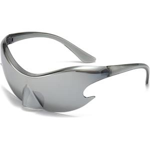 LJCZKA Occhiali da Sole da Uomo Futuristici Donna Occhiali da Sole Senza Montatura y2k Occhiali Sportivi Ciclismo One Piece