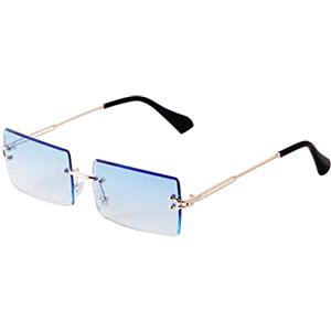 ADEWU Occhiali da sole rettangolari senza montatura Donne Uomini Occhiali retrò Vintage UV400 Unisex Ultra Leggeri