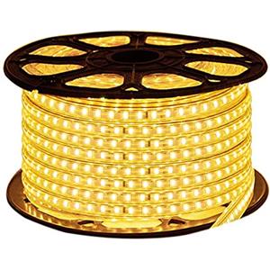 XUNATA Bianco Caldo Strisce LED con Interruttore e Alimentatore 220V, 3014 120LED/m, IP65 Impermeabile, Flessibile Striscia a LED per Scaletta Tetto Cavi da Cucina Decorazione- 3 Metri