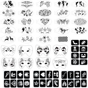 Lekabee Stencil per la pittura del viso, kit di 36 pezzi di stencil per la pittura del viso, modelli per il tatuaggio del viso e il trucco del corpo per bambini per il trucco della festa di Halloween