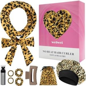 weiwei Fascia arricciacapelli senza calore, 177,8 cm, morbidi bigodini per dormire durante la notte, bigodini per capelli, senza avvolgimento termico, per donne a onde lunghe, set di 9 pezzi (oro