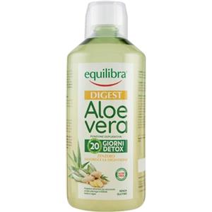 Equilibra Integratori Alimentari, Digest Aloe Vera, Integratore Aloe Vera da Bere Puro o Diluito, Aloin Free, Detox, Pura Polpa, Senza Aggiunta di Acqua, con Zenzero, Digestivo, Senza Glutine, 1 Litro